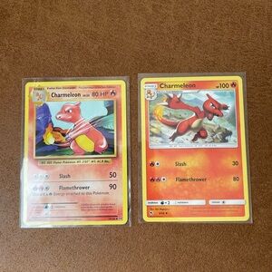 Pokémon Charmeleon cards 2016 and 2019